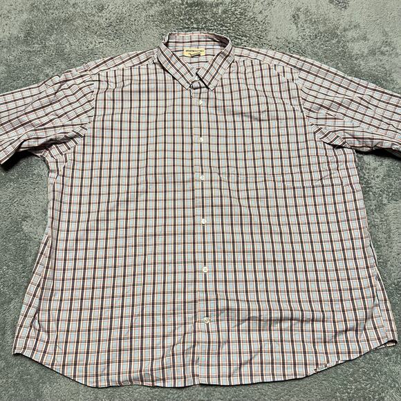 Duluth Trading Co. Other - Duluth Trading Shirt Men 3XL Blue Orange Plaid Wrinkle Fighter Short Sleeve